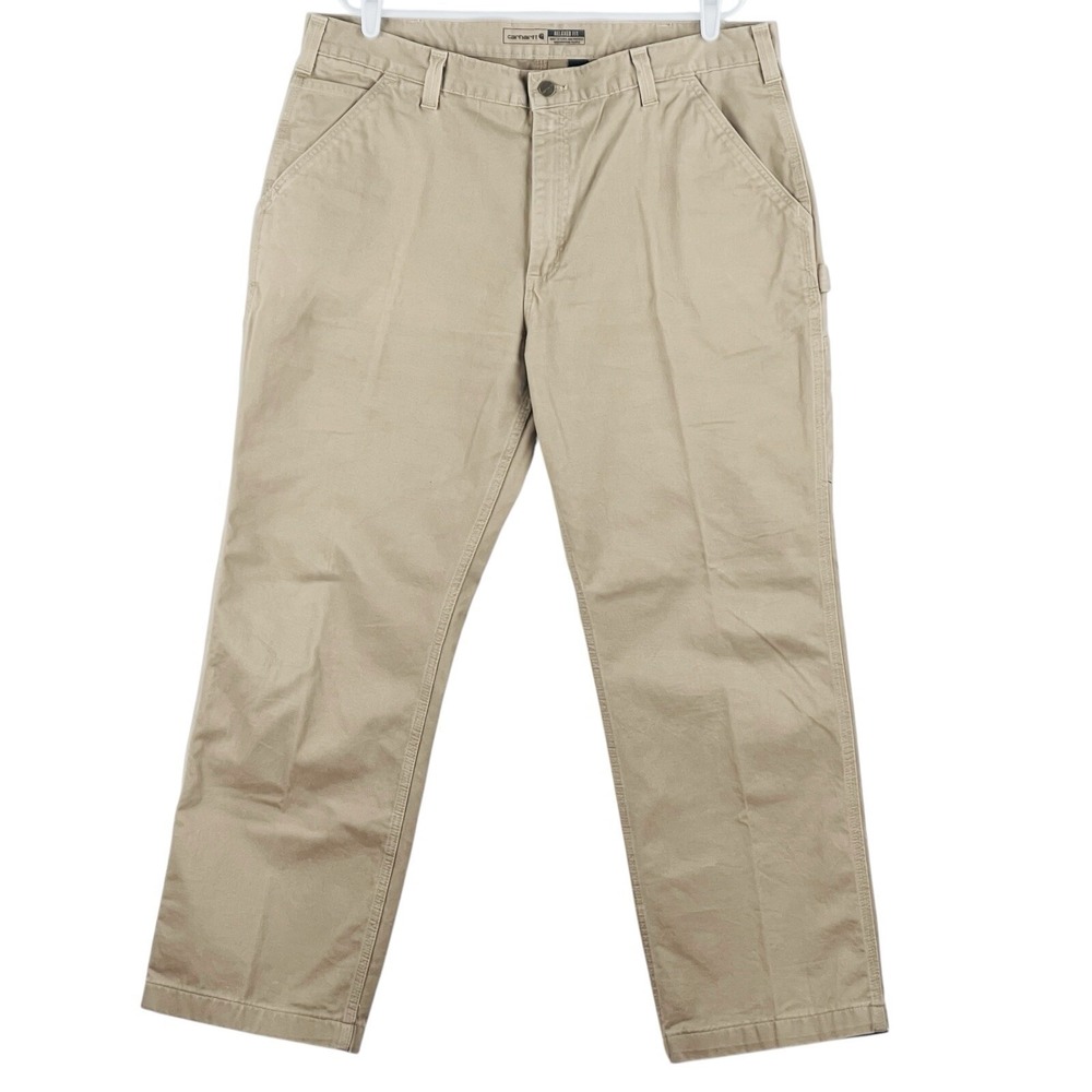 Carhartt Men's Tan Utility Work Twill Pants Size 40x30 Relaxed Fit Carpenter